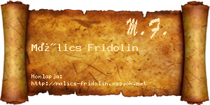 Málics Fridolin névjegykártya